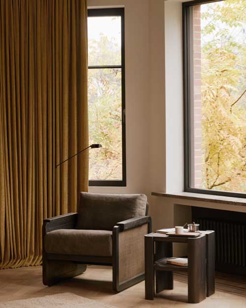 Sivupöytä Panel 45 x 45 cm, tiikki, rottinki