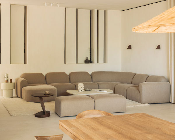 Moduulisohva Bulky, puolipyöreä rahi, Light Sepia