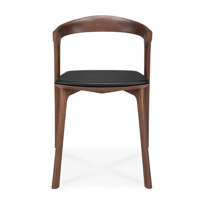 Ruokapöydän tuoli Bok, tiikki, musta nahka