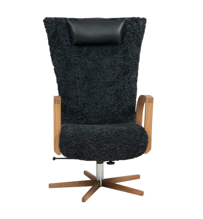 Mekanismituoli pyörivä Focus ja rahi, lampaankarva, Koks