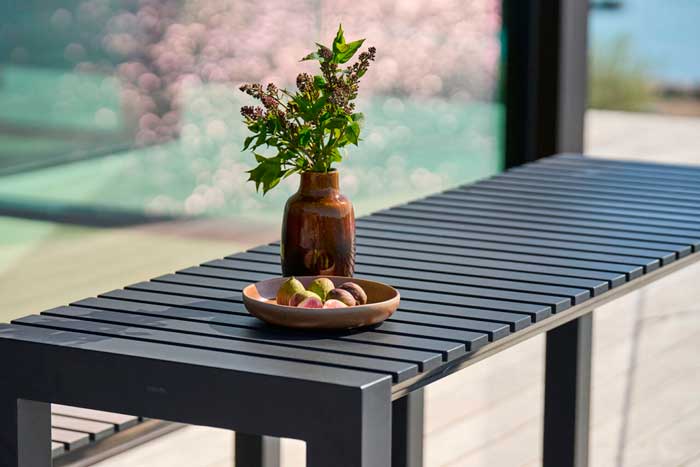 Jatkettava pöytä Mindo 111, 162 x 60 cm, Dark Grey