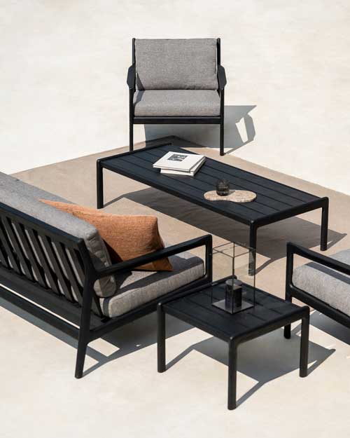 Sivupöytä Jack Outdoor 54 x 54 cm, tiikki, musta