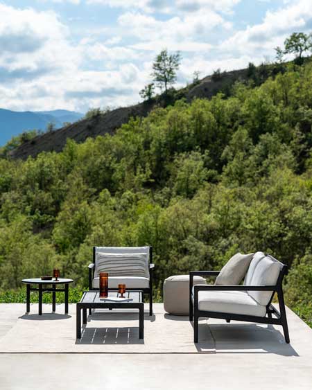 Sivupöytä Quatro Outdoor 59 cm, tiikki, musta