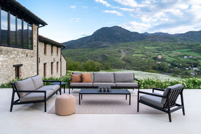 Sohva Jack Outdoor 180 cm, tiikki, musta, Mocha