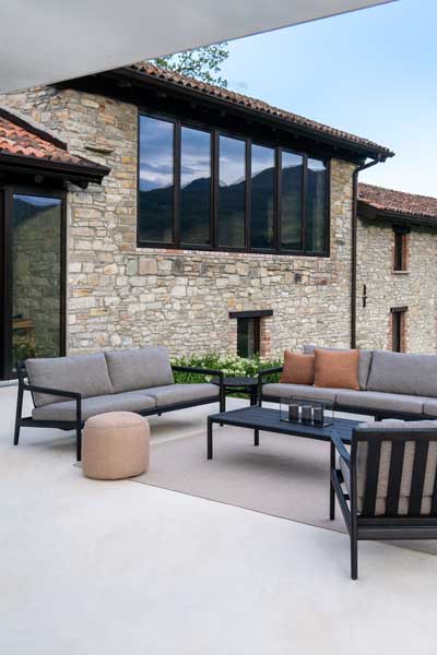 Sohva Jack Outdoor 180 cm, tiikki, musta, Mocha