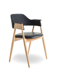 [MUU-HOLLI-B-TAMMI-MUSTA-/B534] Tuoli Holli B, tammi, nahka/huopa